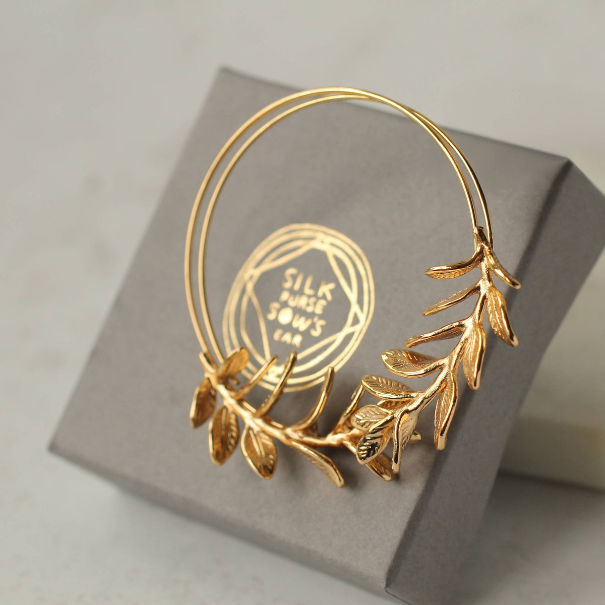 Rosemary Botanical Leaf Hoop Earrings