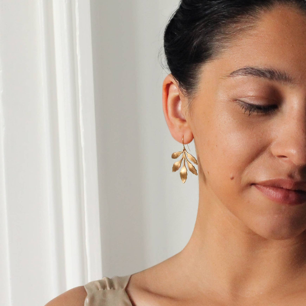 Gold Leaf Chandelier Earrings