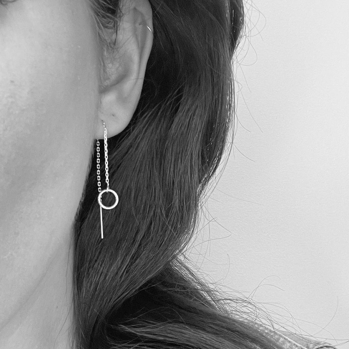 Circle chain threader earrings