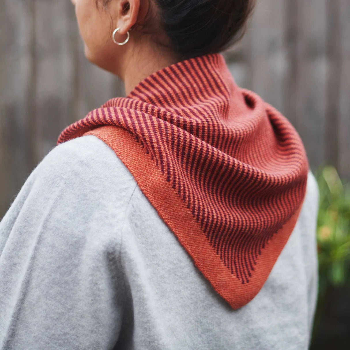 Lambswool Triangle Scarf (rust & plum)
