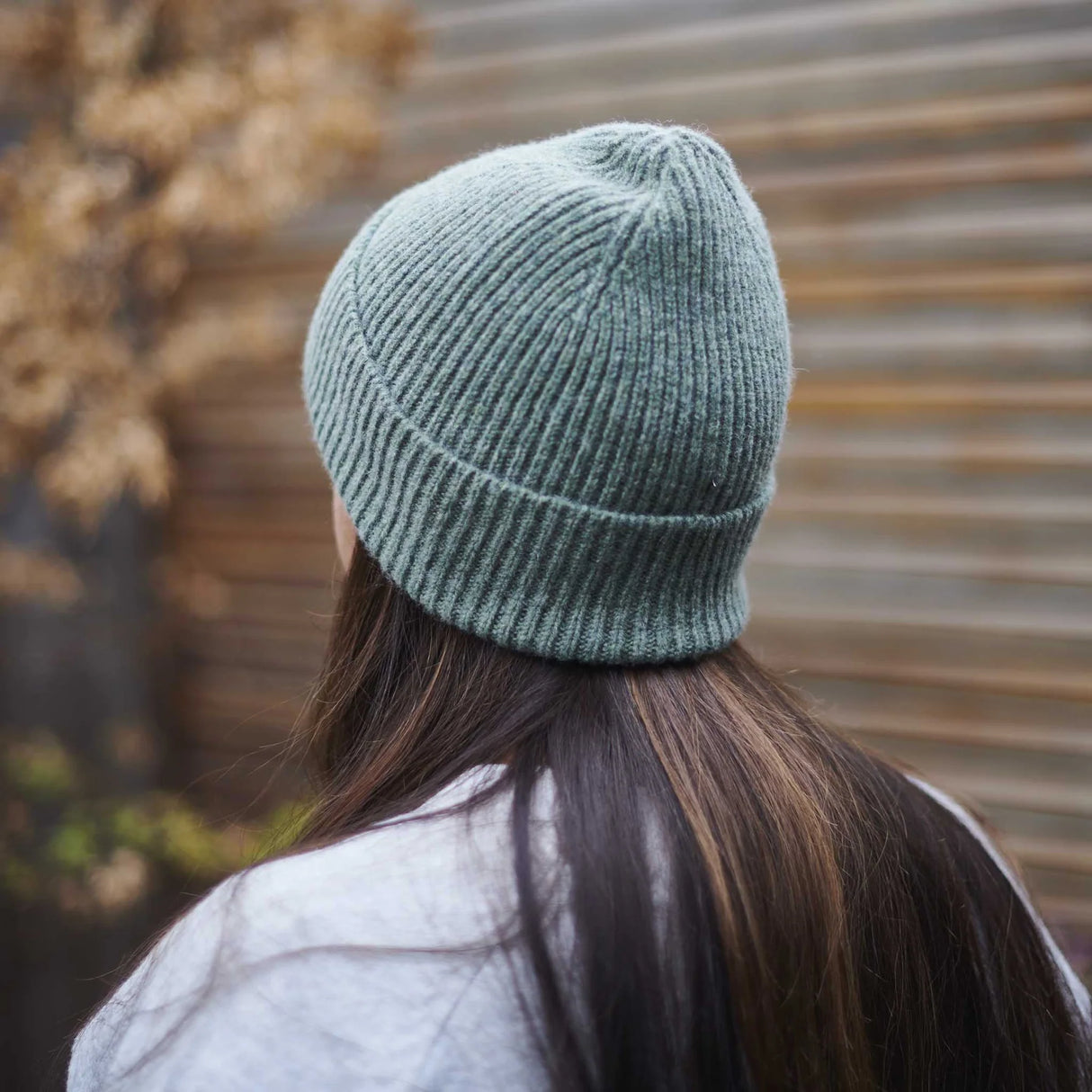Unisex lambswool beanie (soft green)