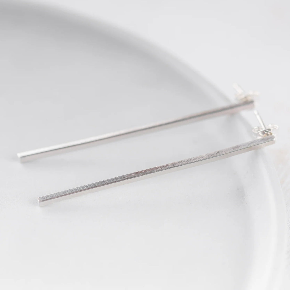 Long silver line earrings