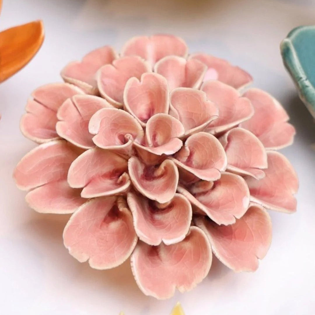 Champagne pink hydrangea ceramic flower