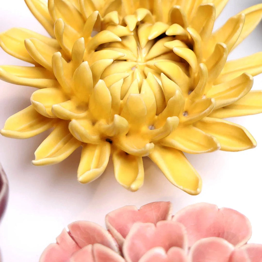 Canary Yellow Sarah Mum ceramic flower