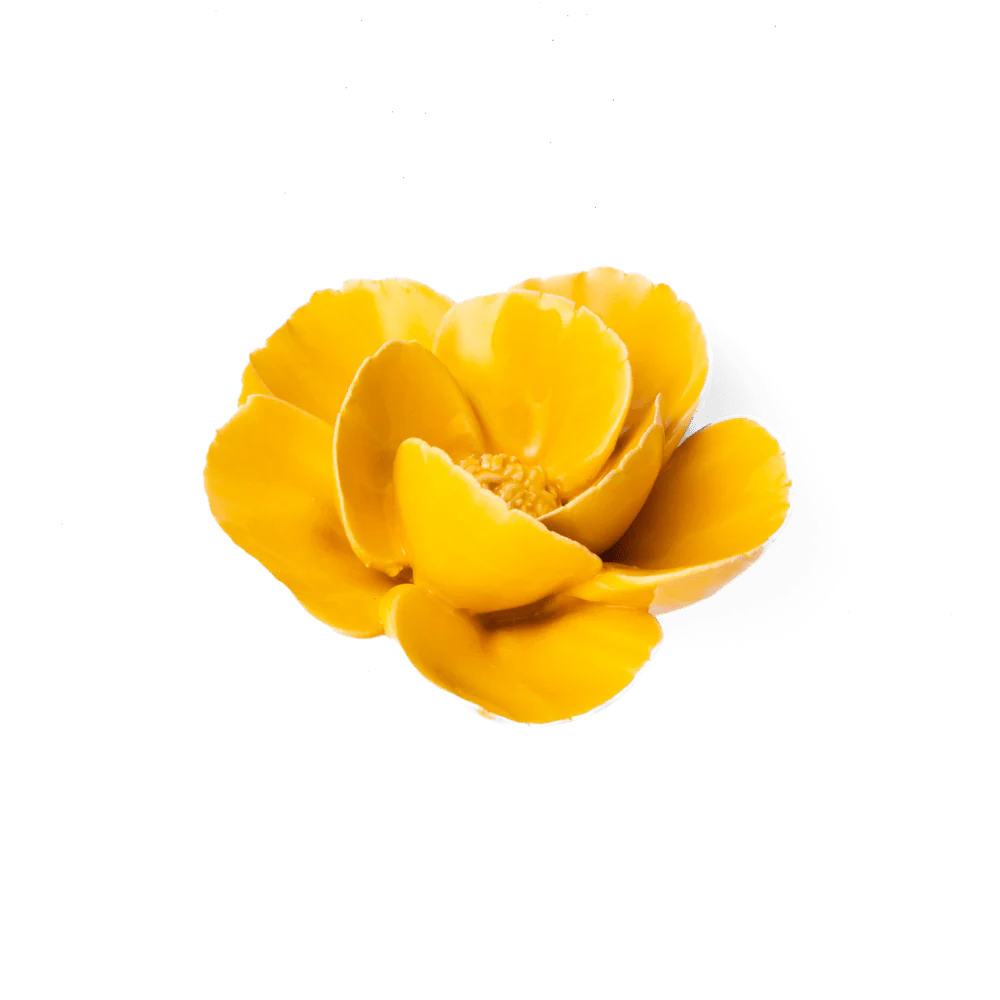 Burnt yellow poppy ceramic flower
