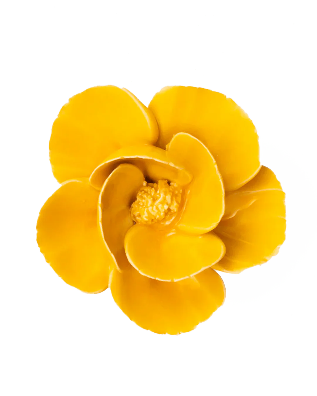 Burnt yellow poppy ceramic flower