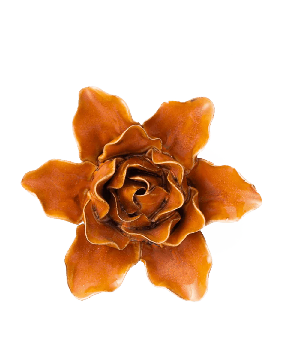 Orange Stargazer Lily ceramic flower