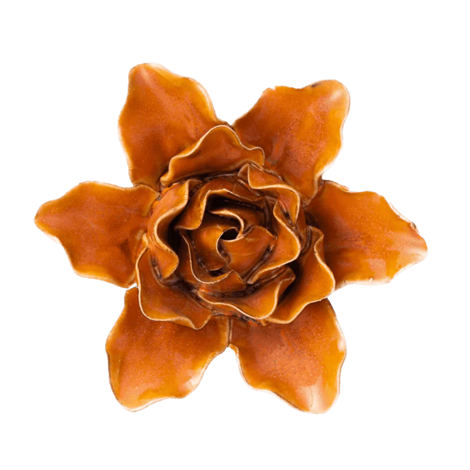 Orange Stargazer Lily ceramic flower