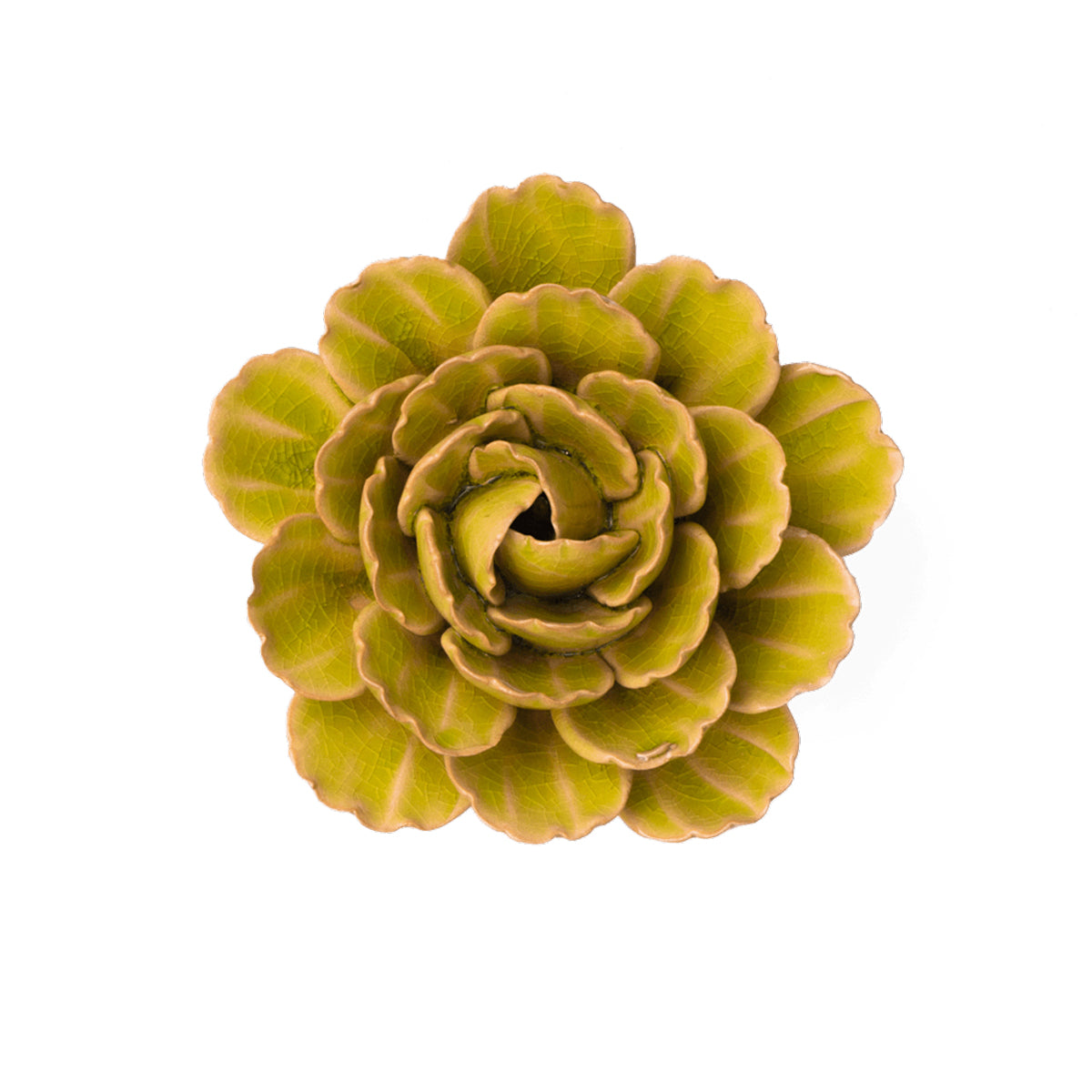 Green peony ceramic flower