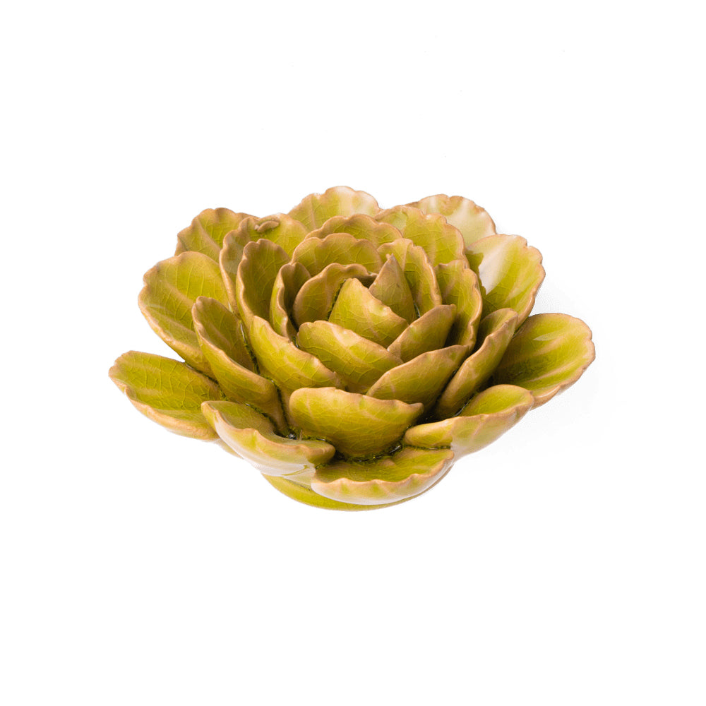 Green peony ceramic flower