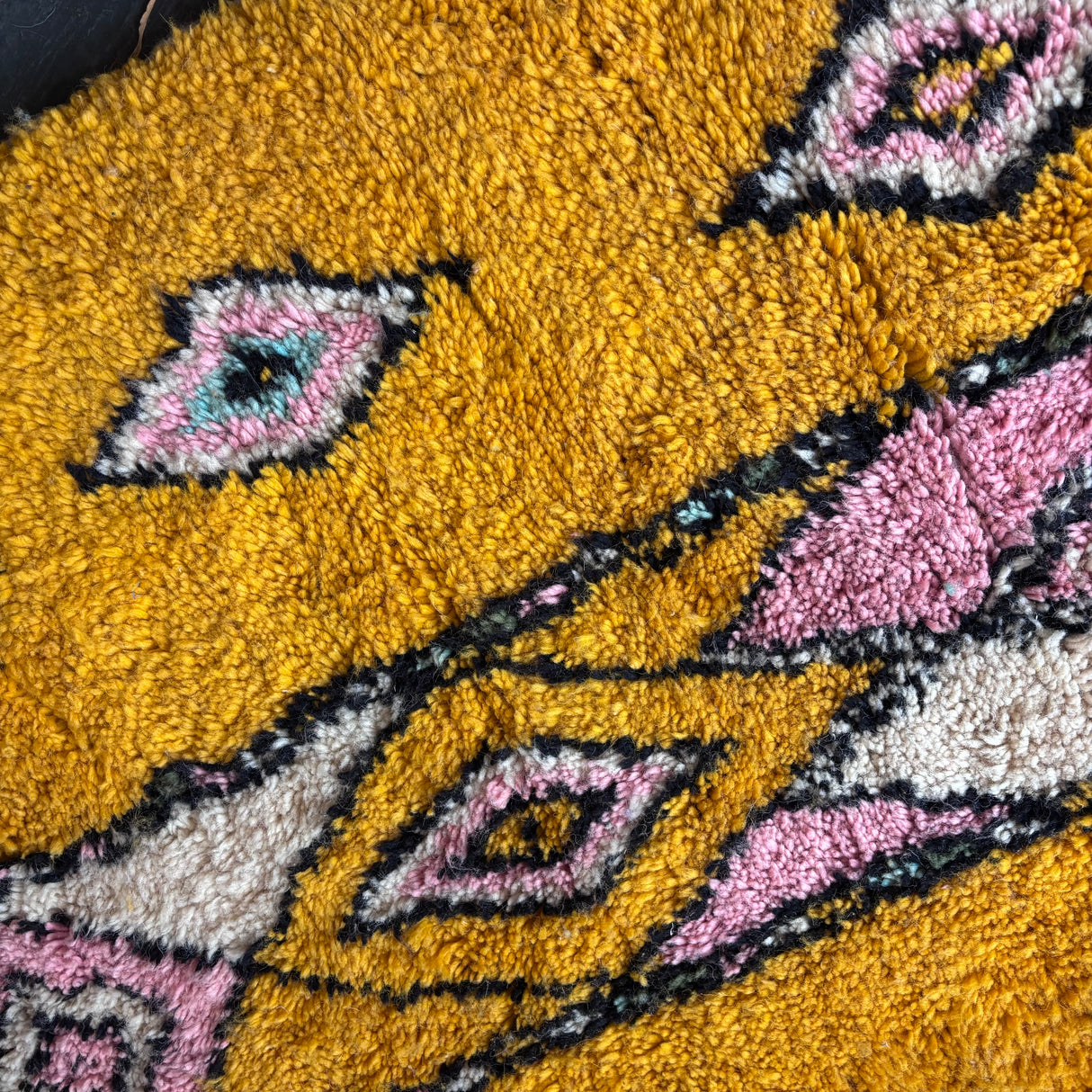 Yellow Beni Ourain wool rug