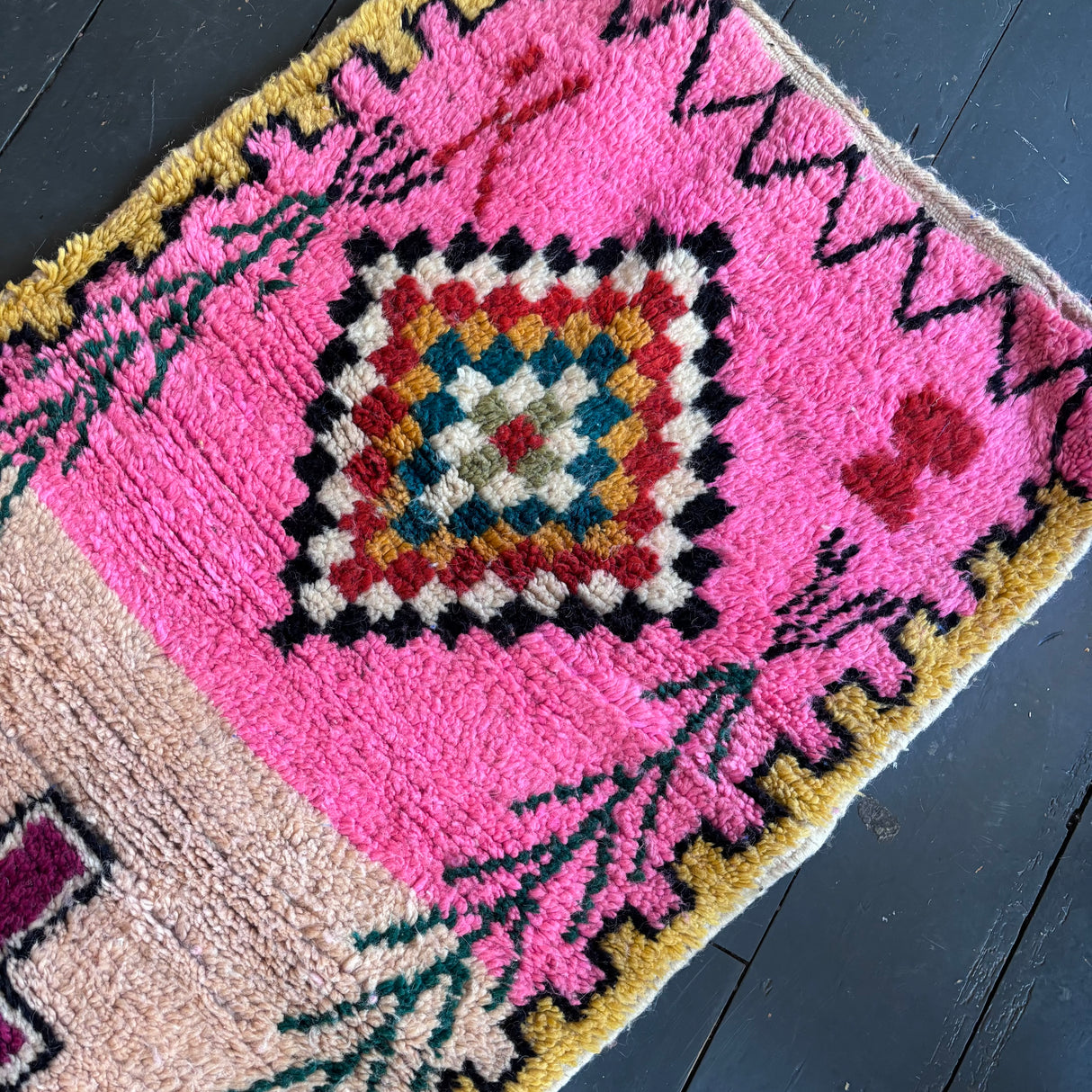 Pink Beni Ourain wool runner