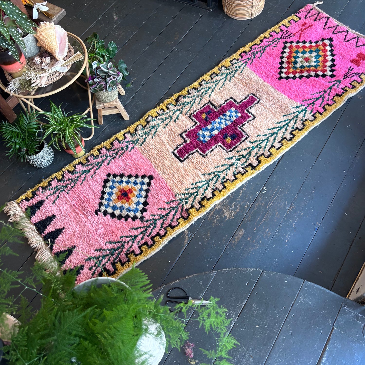 Pink Beni Ourain wool runner