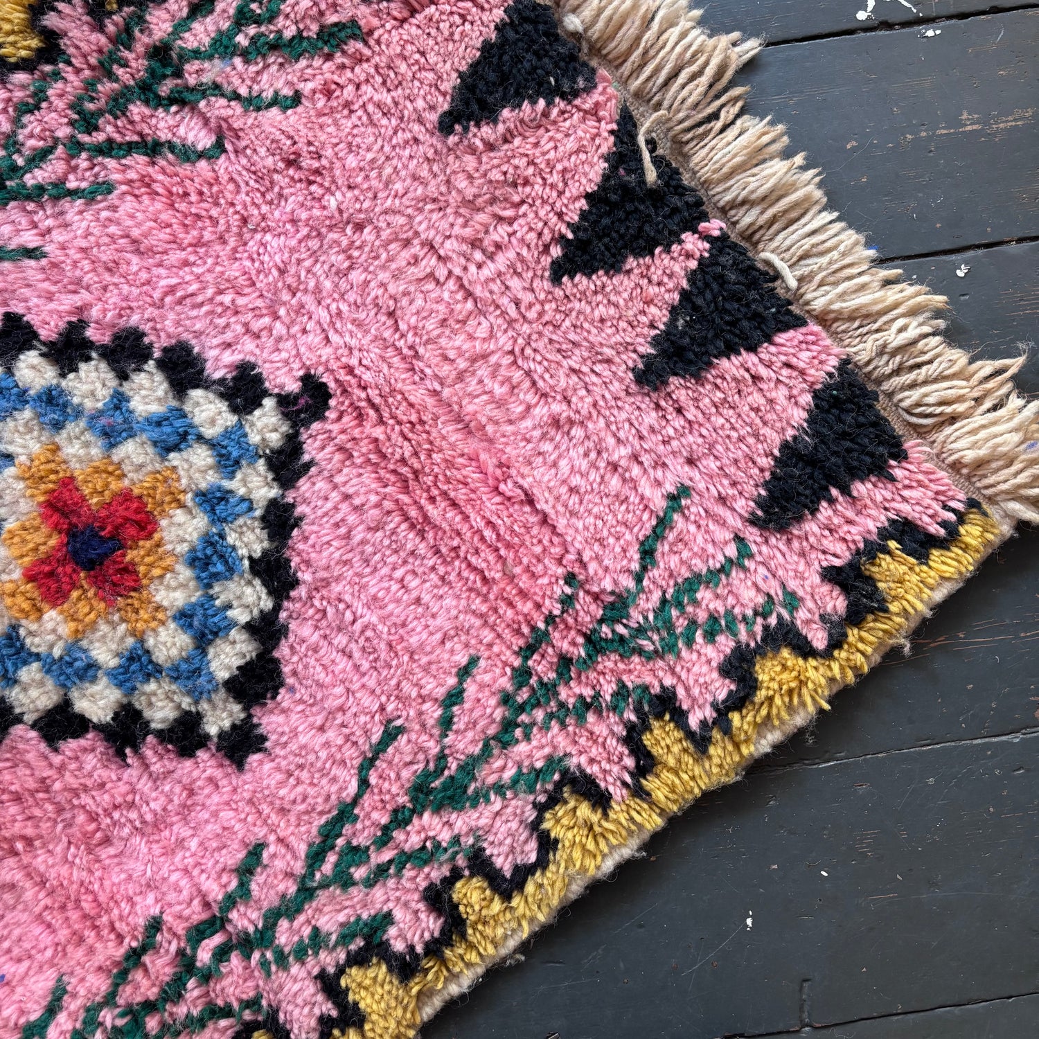 Pink Beni Ourain wool runner