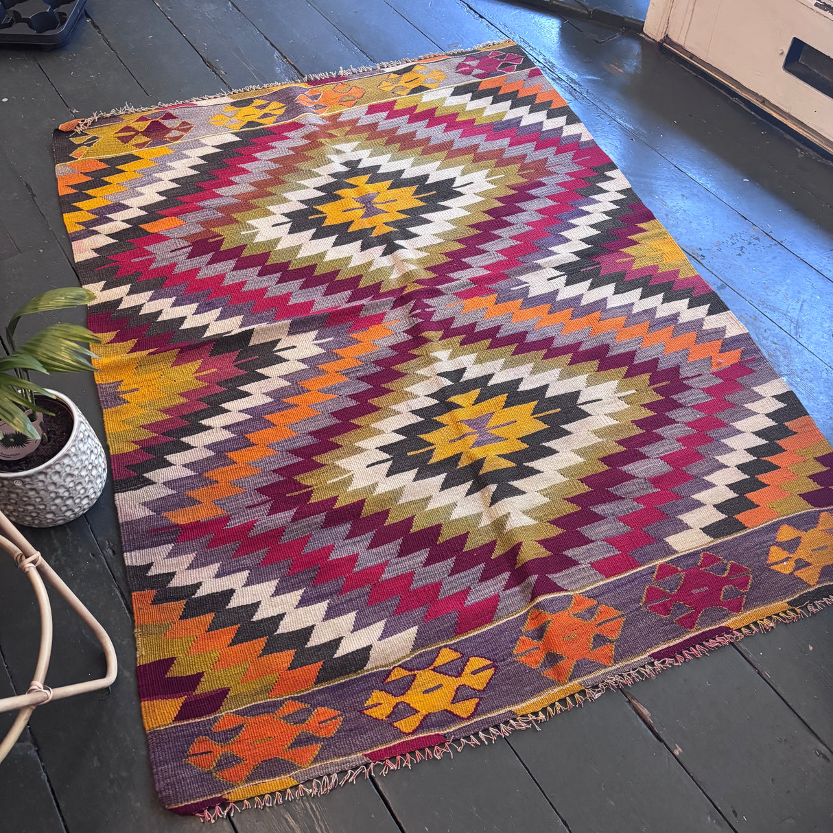 Diamond pattern Turkish kilim