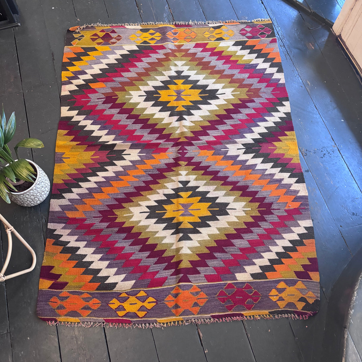 Diamond pattern Turkish kilim
