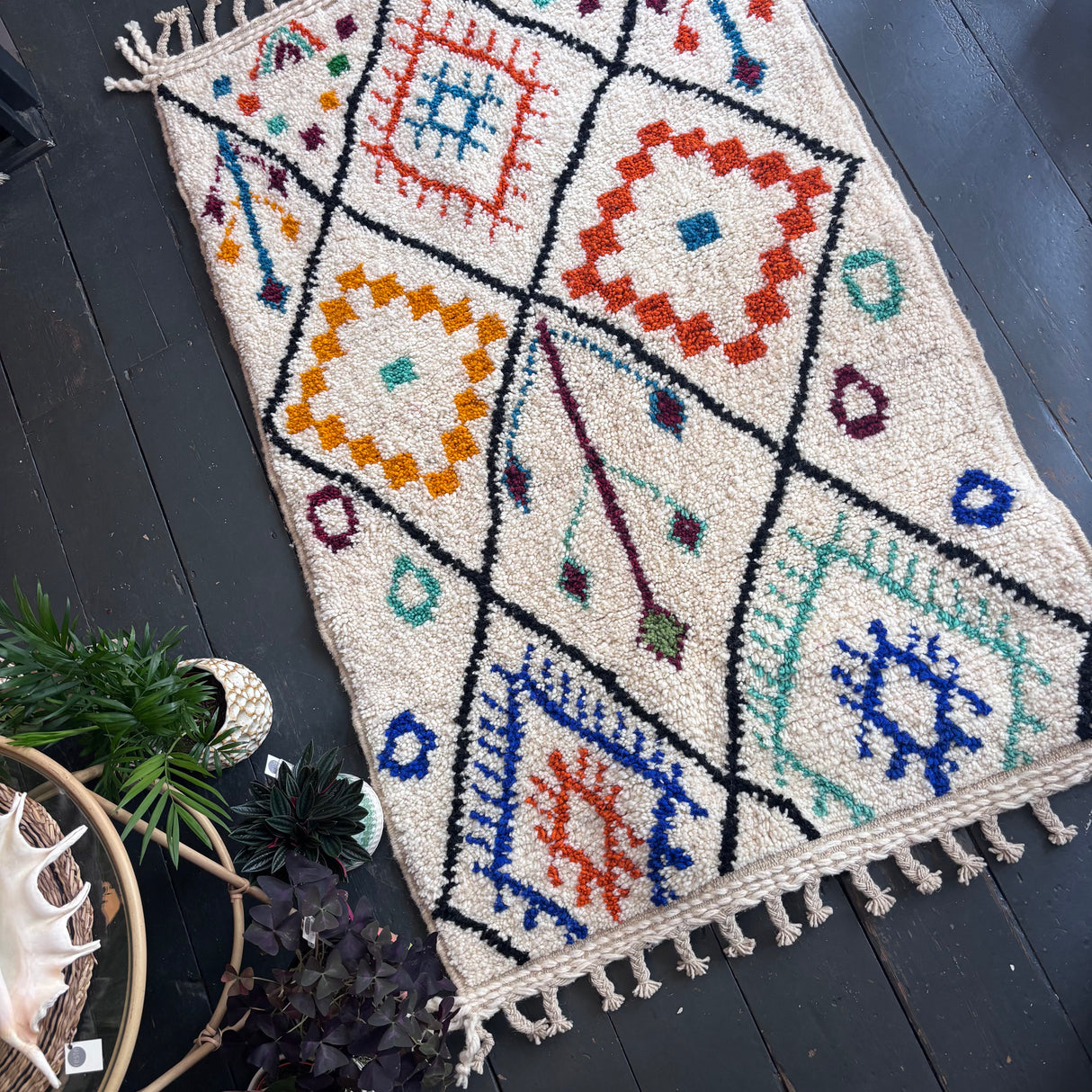 Patterned Beni Ourain wool rug