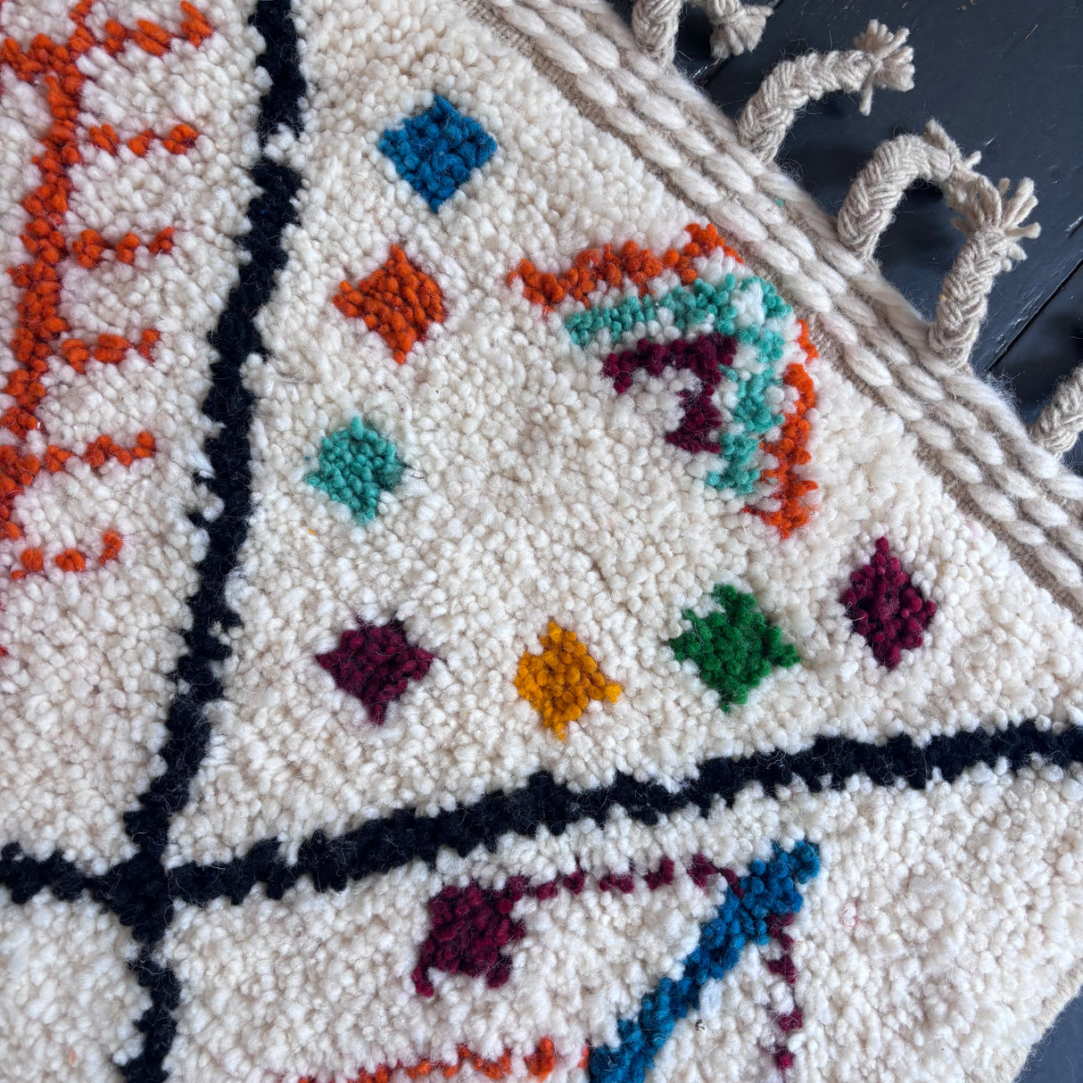 Patterned Beni Ourain wool rug