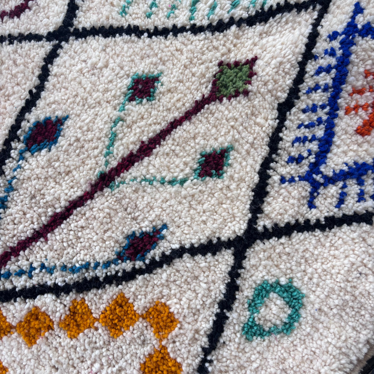 Patterned Beni Ourain wool rug