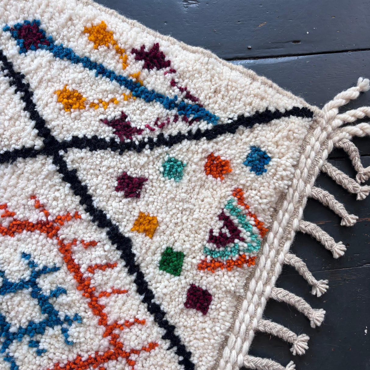 Patterned Beni Ourain wool rug