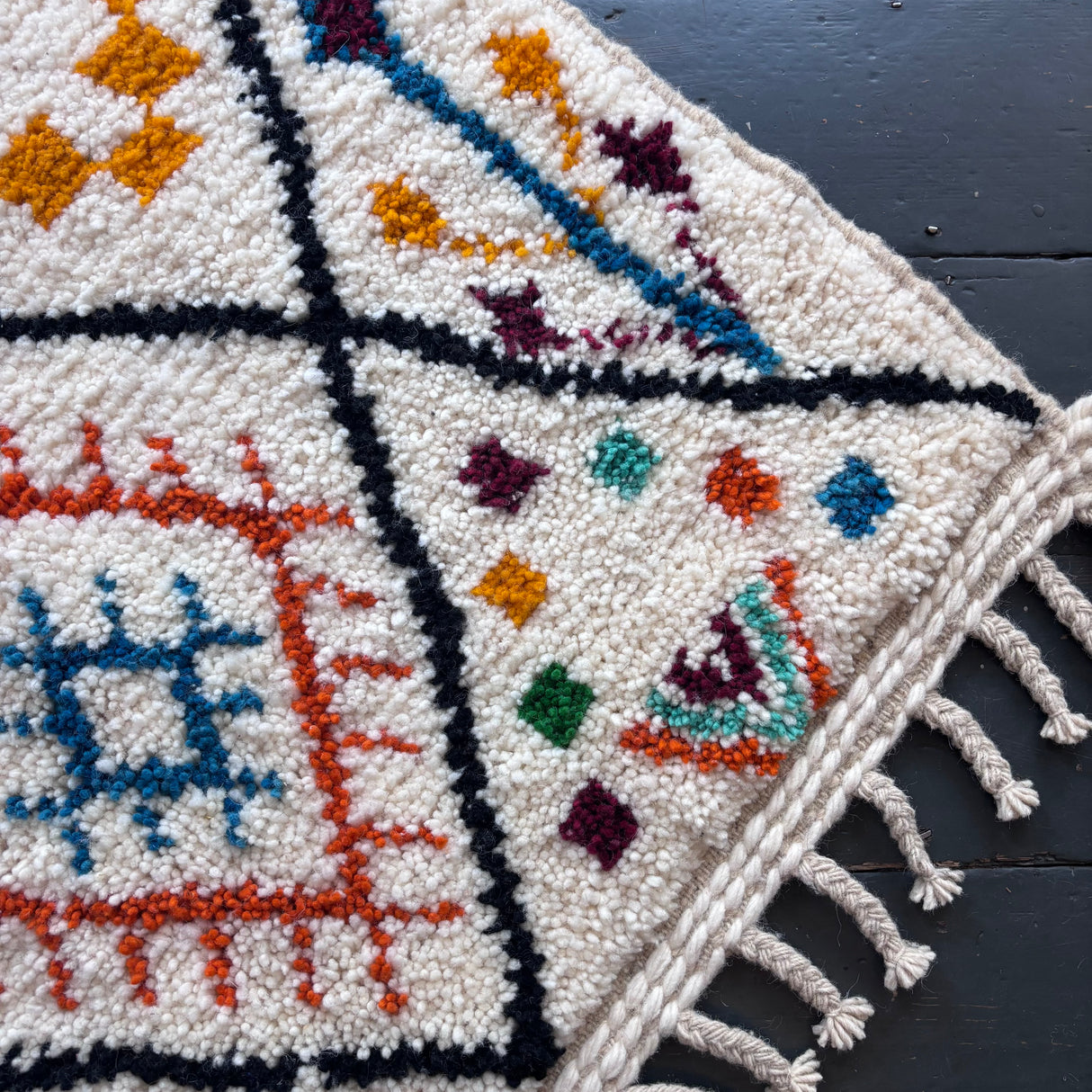Patterned Beni Ourain wool rug