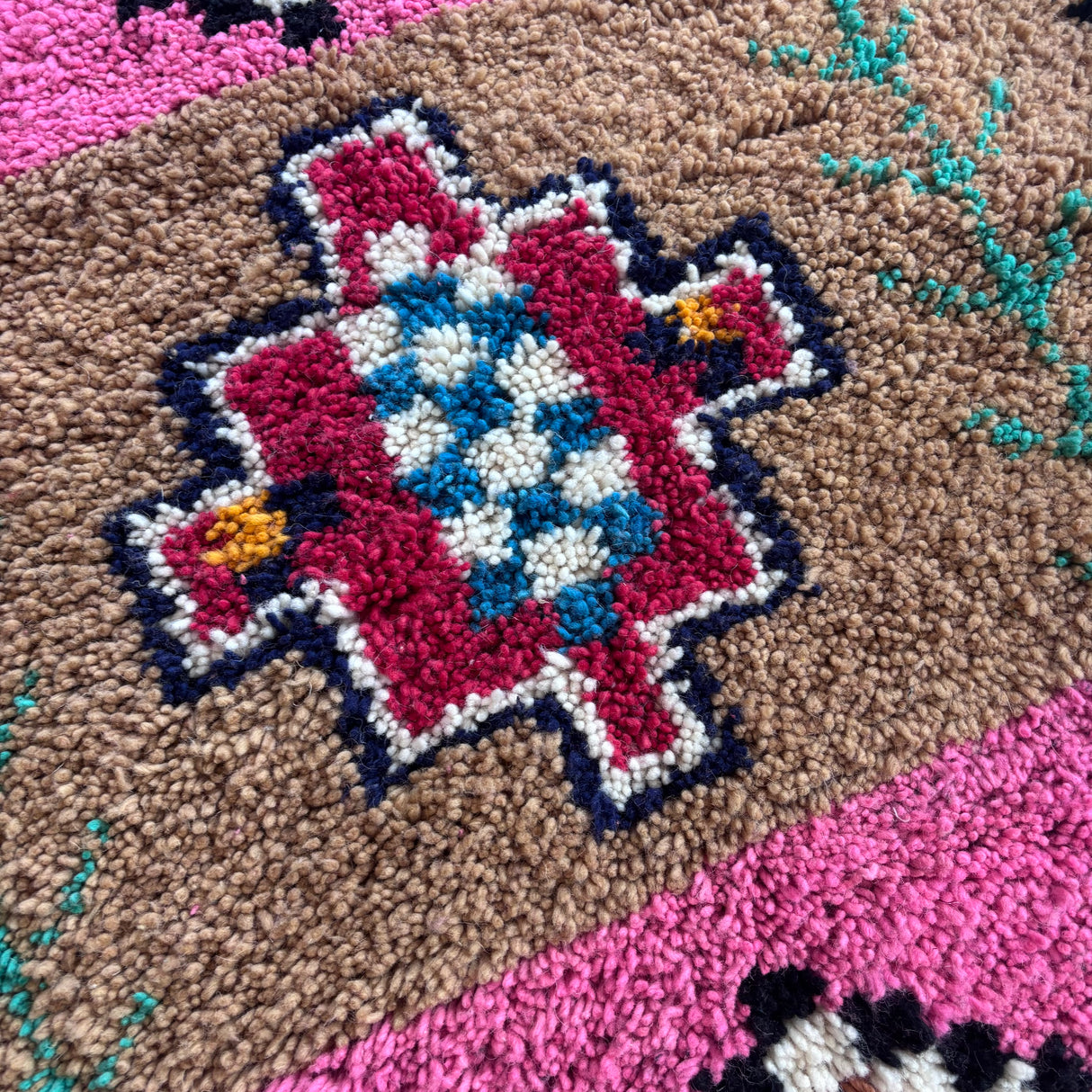 Pink Beni Ourain wool rug