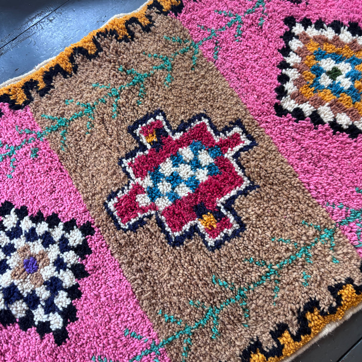Pink Beni Ourain wool rug
