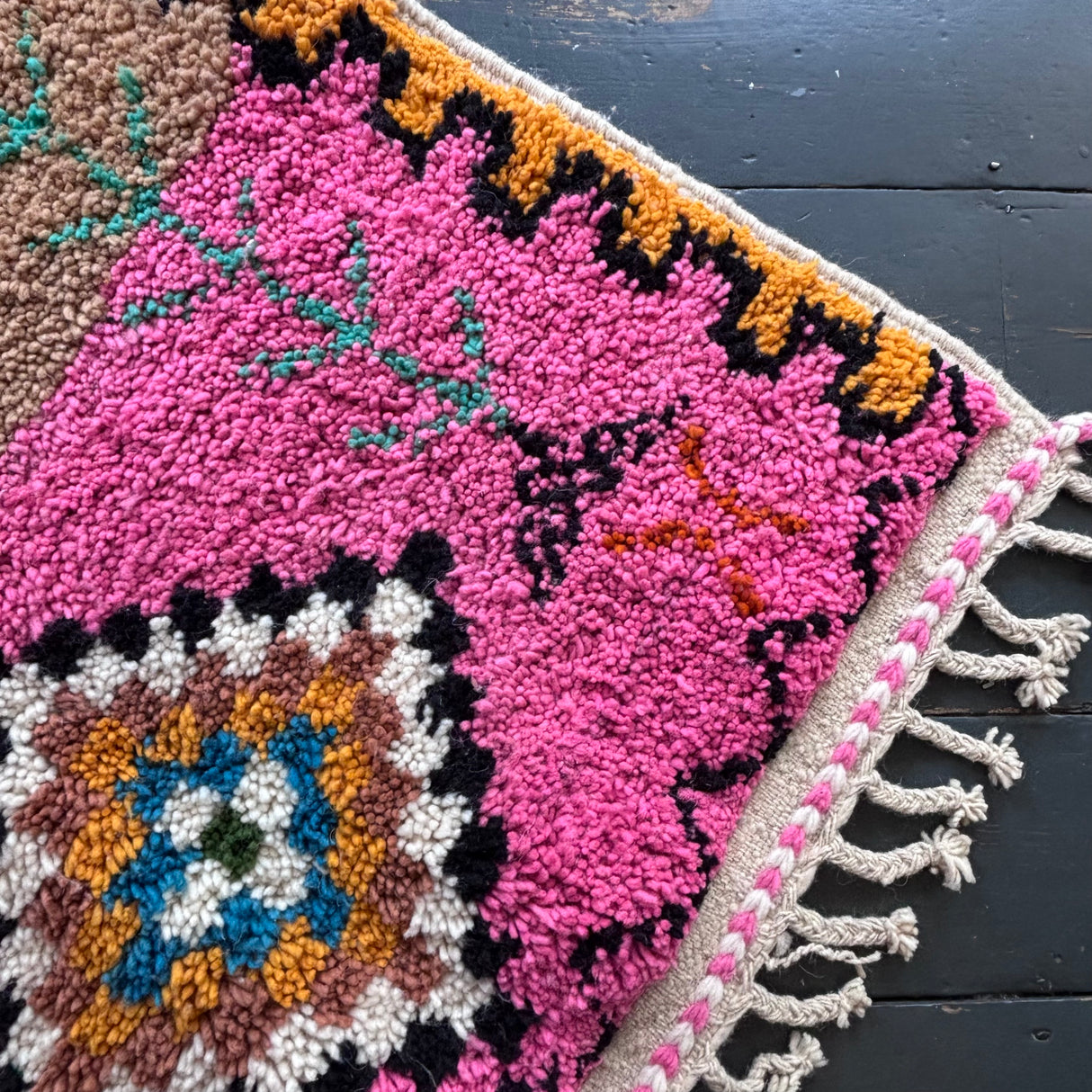 Pink Beni Ourain wool rug