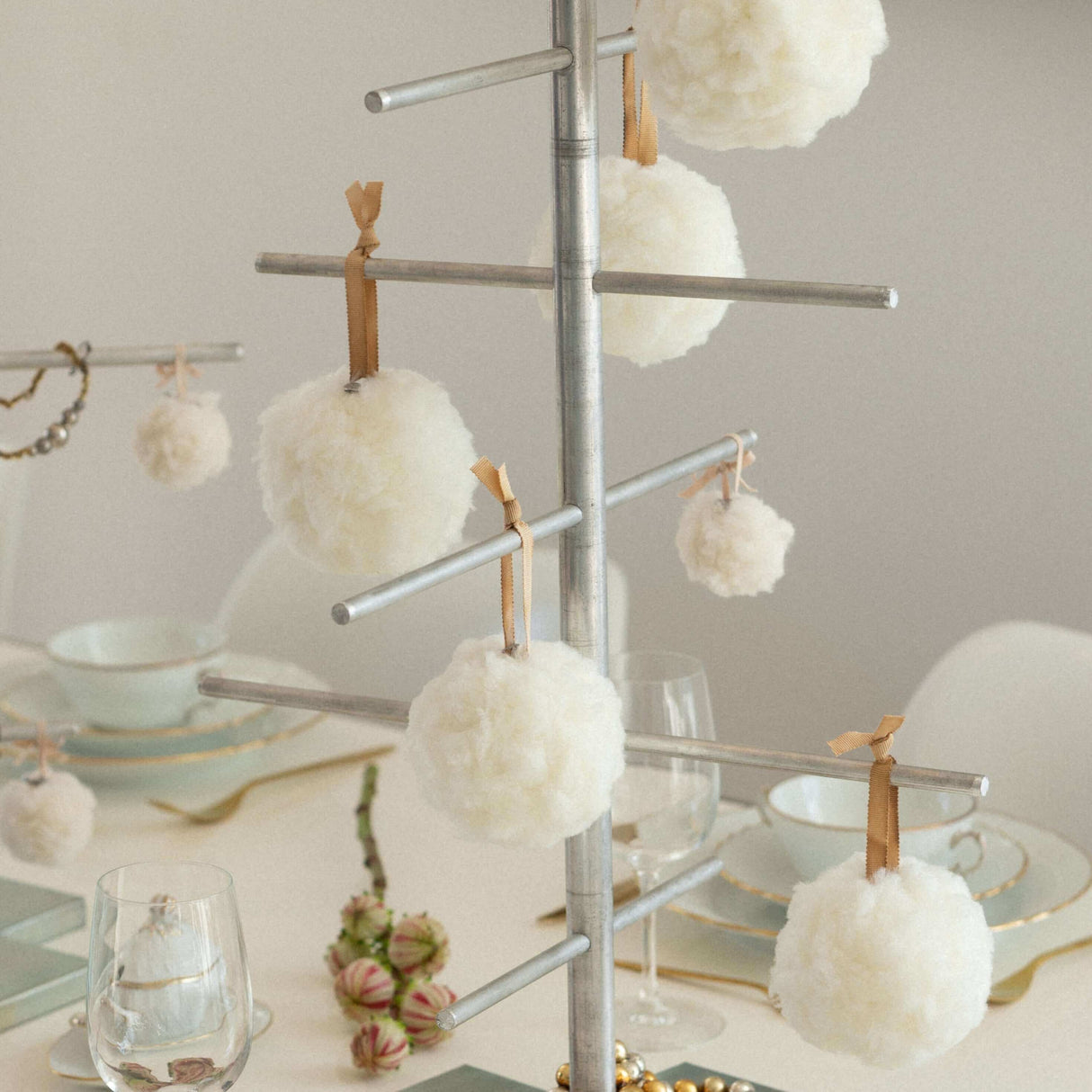 Merino wool snowball decoration