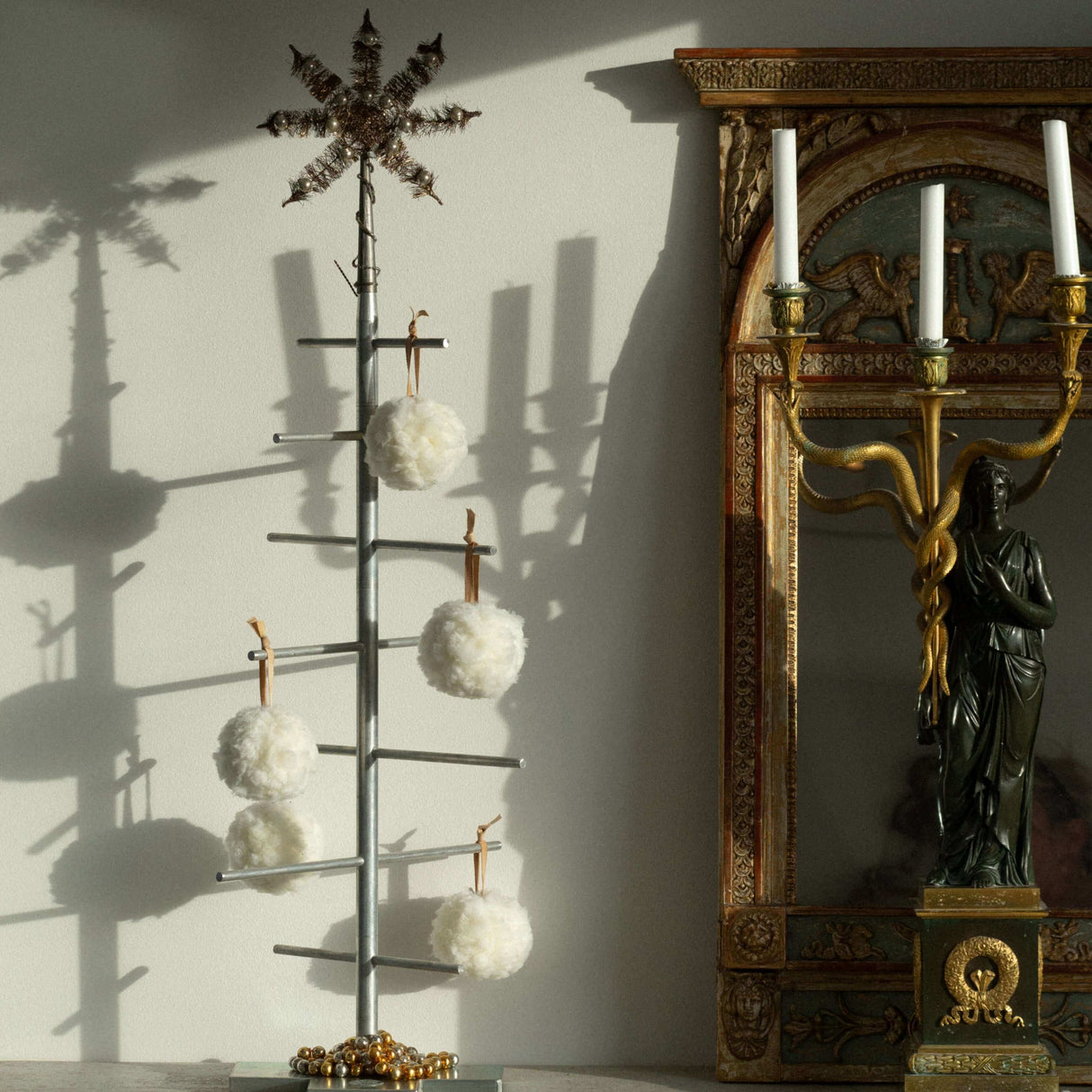 Merino wool snowball decoration