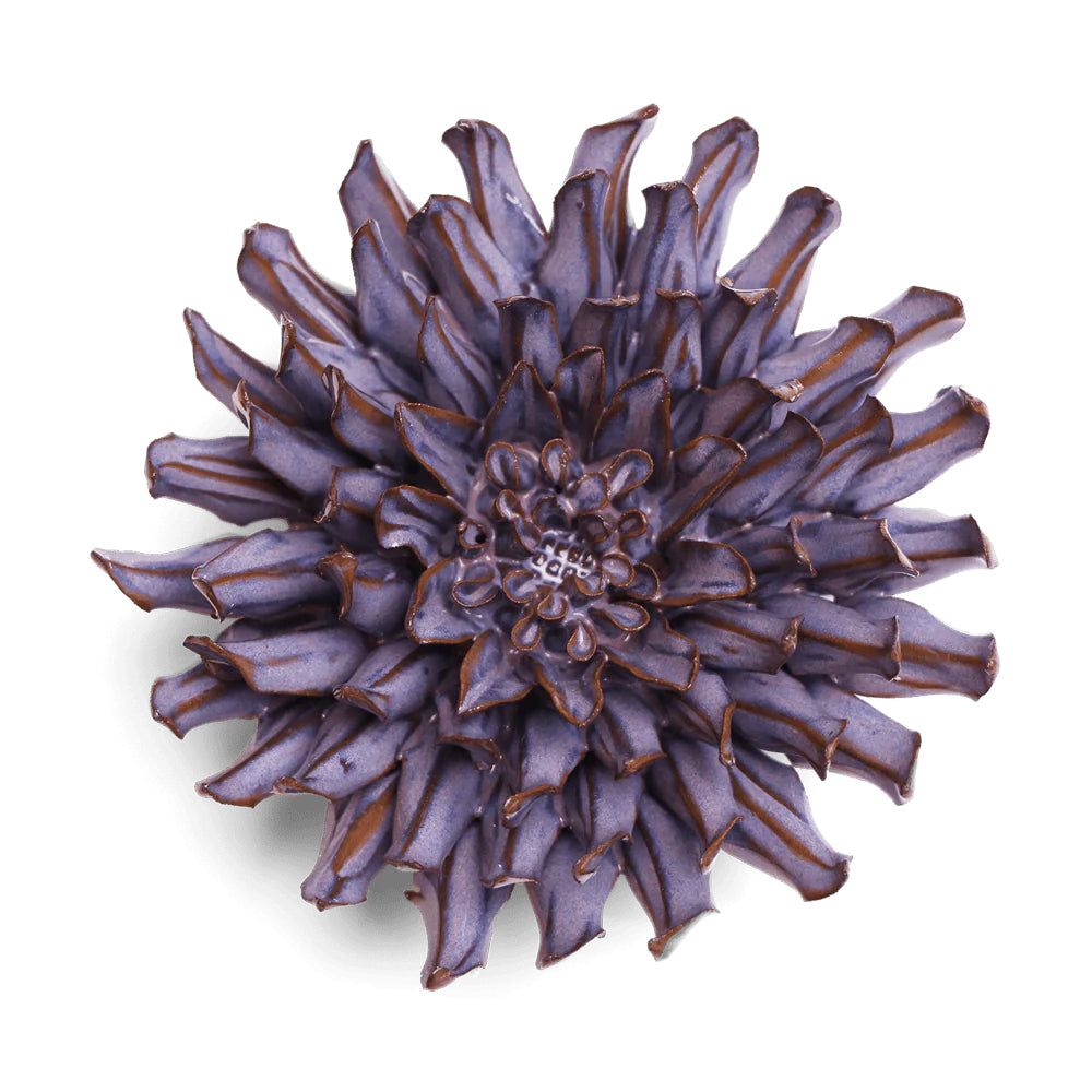 Violet Blue Fleur De Lis Mum ceramic flower