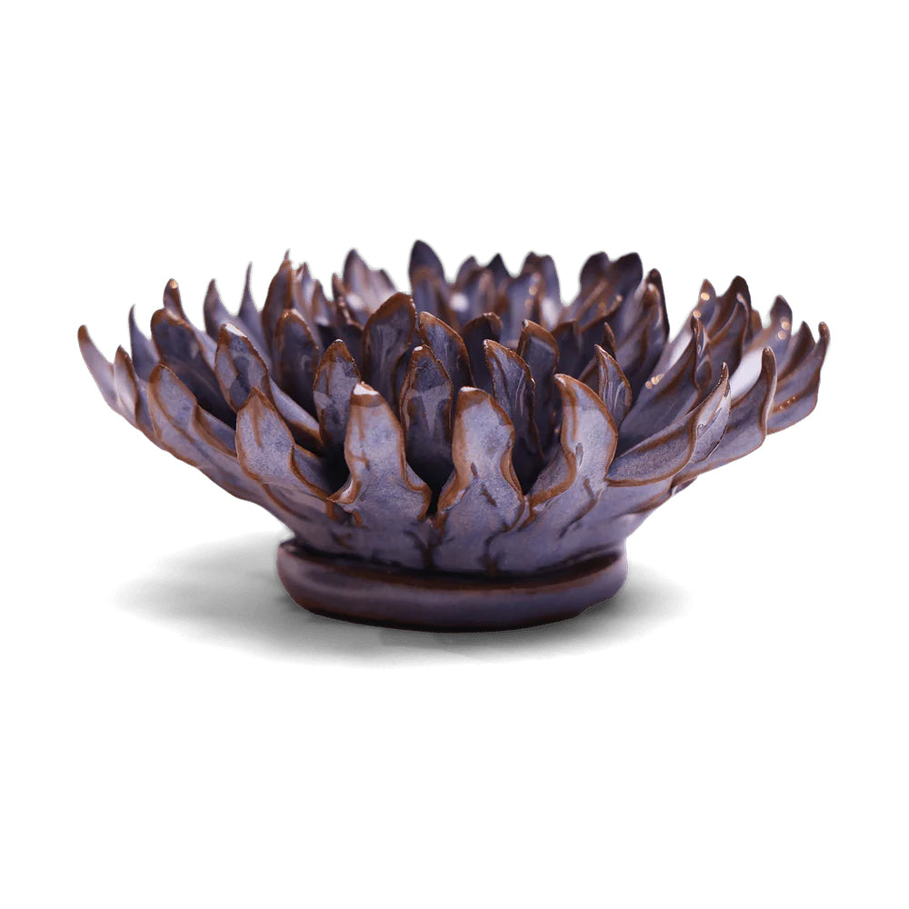 Violet Blue Fleur De Lis Mum ceramic flower