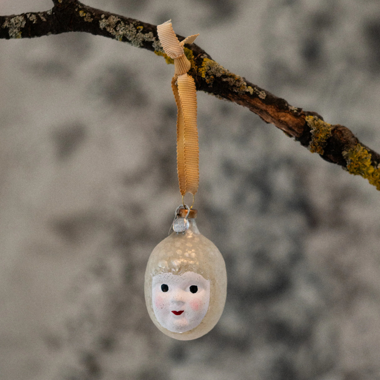 Glass baby angel head ornament