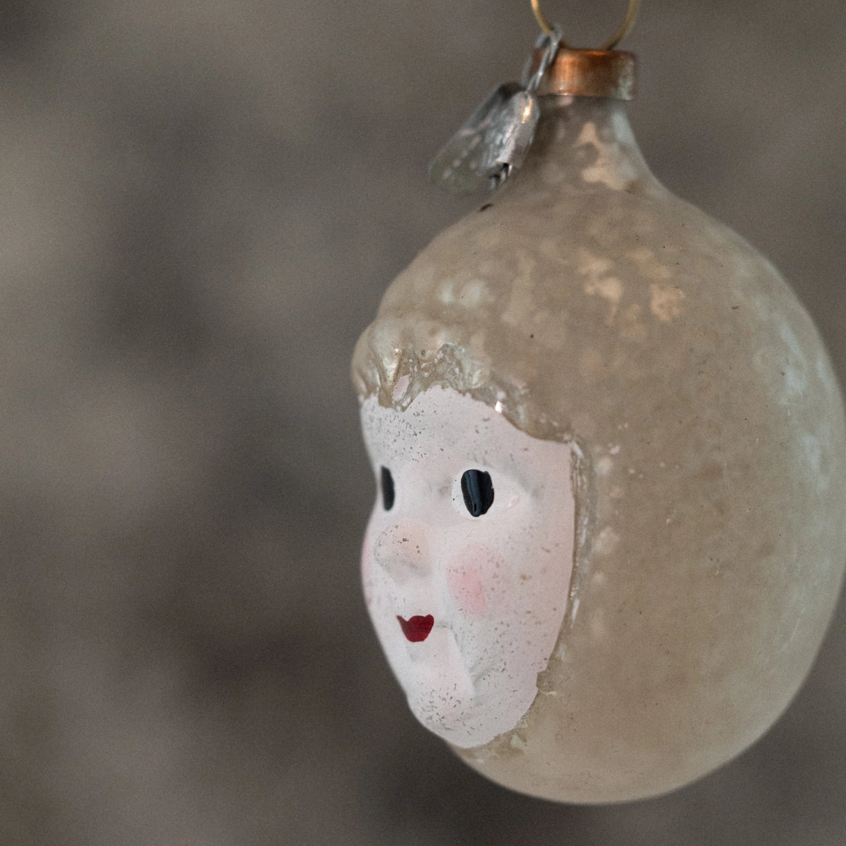 Glass baby angel head ornament