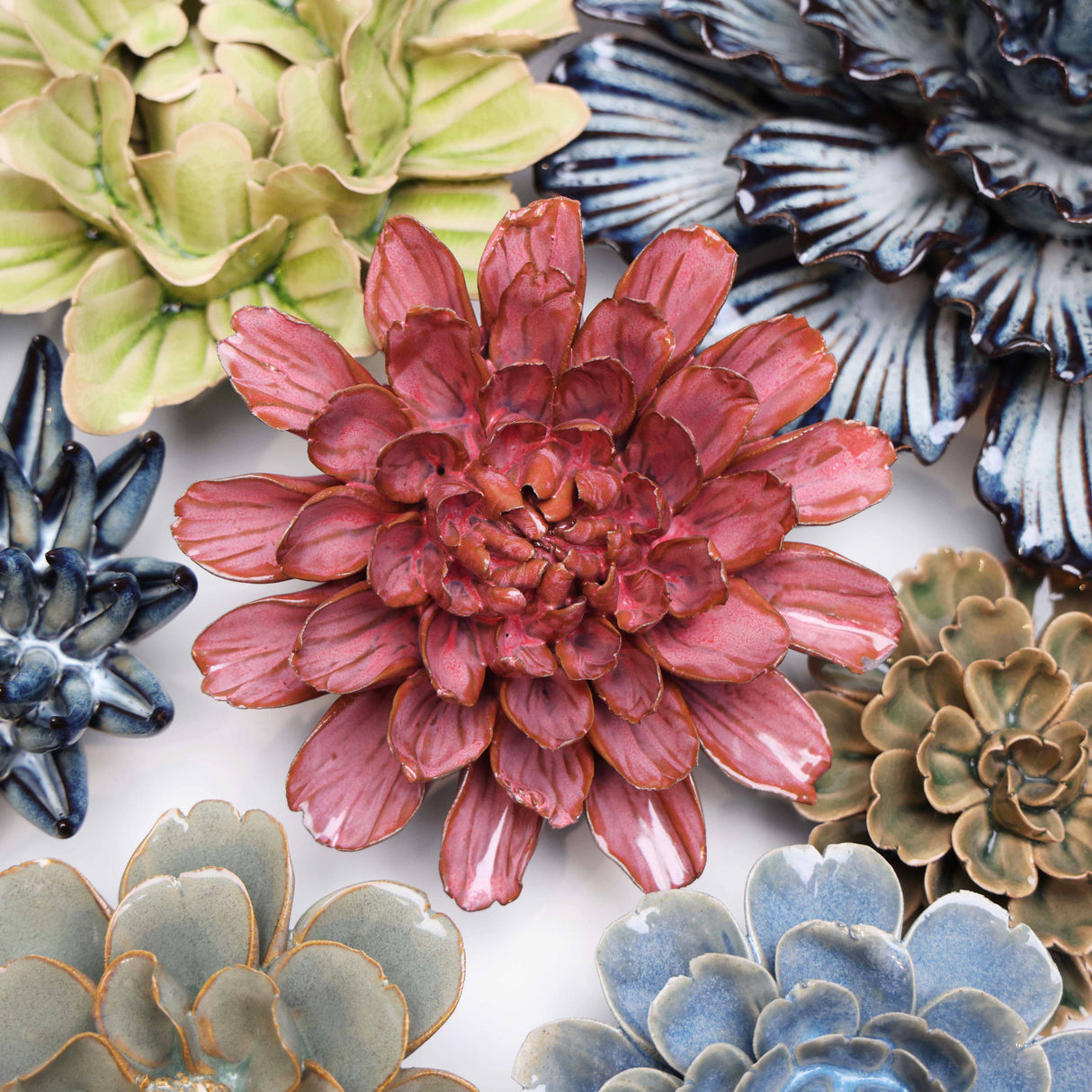 Blush Pink Star Dahlia ceramic flower