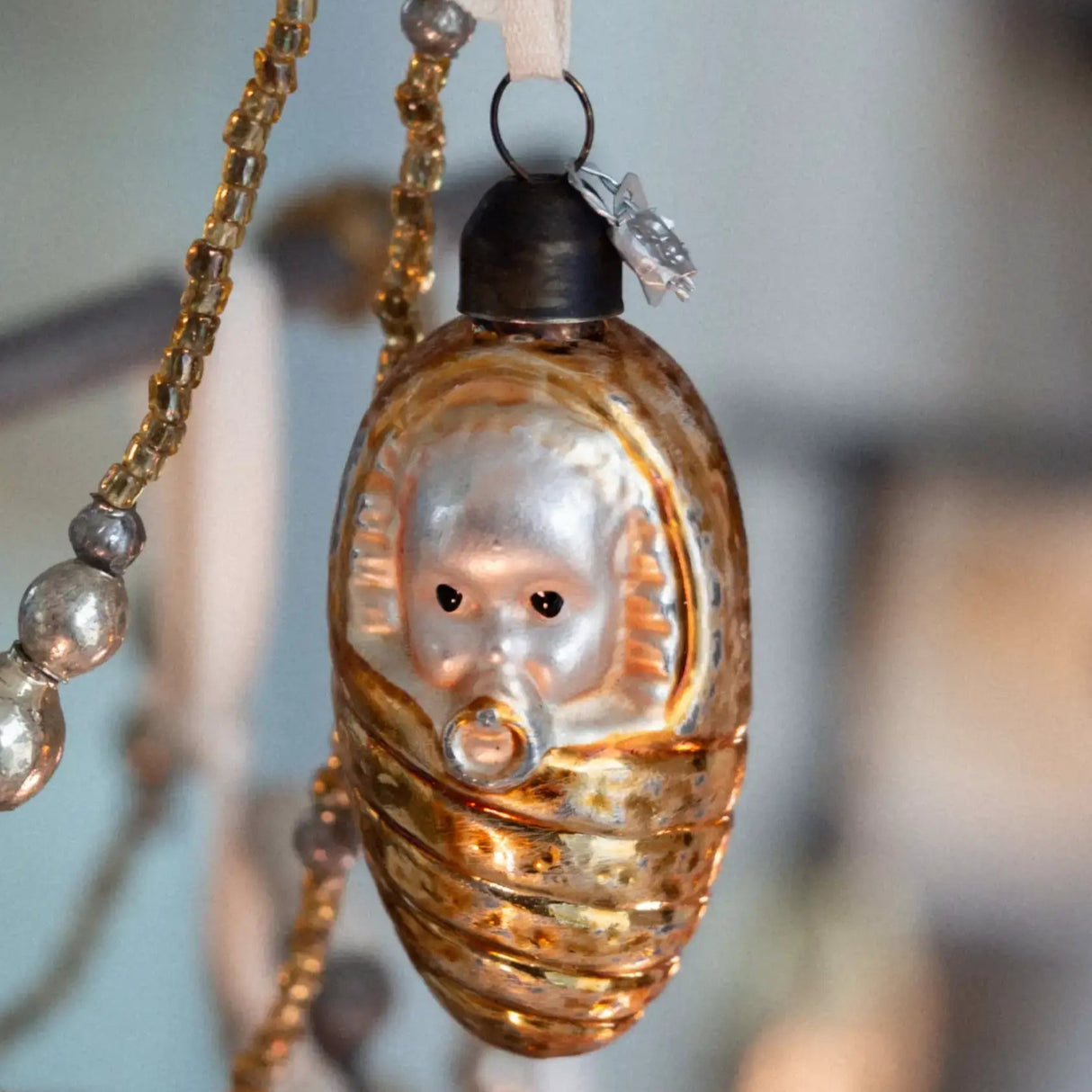 Swaddled baby glass decoration