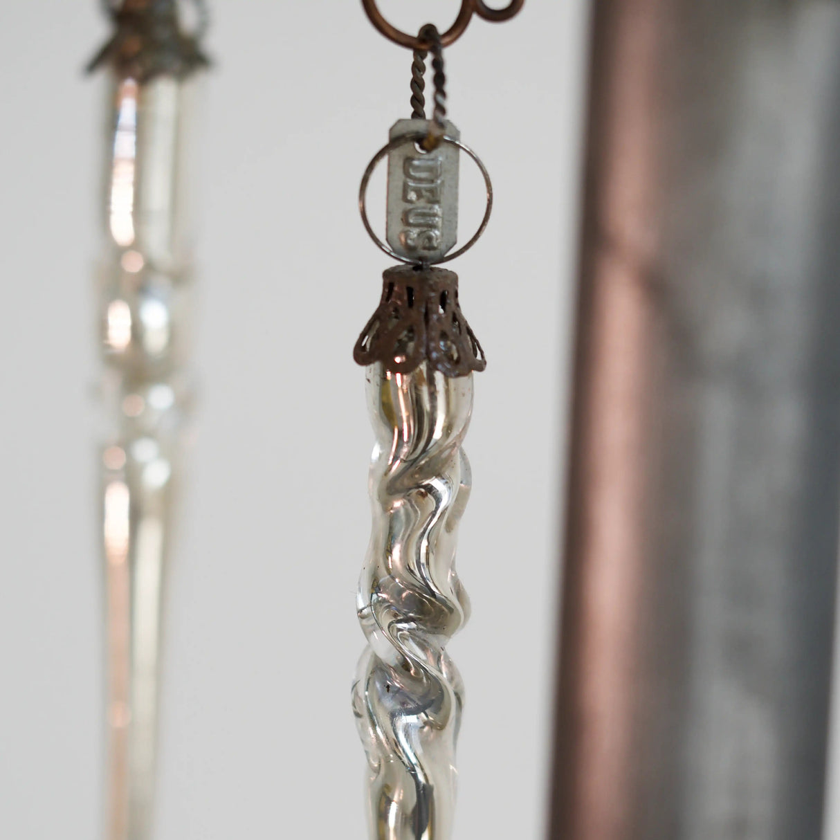 Mouth blown twisted glass icicle