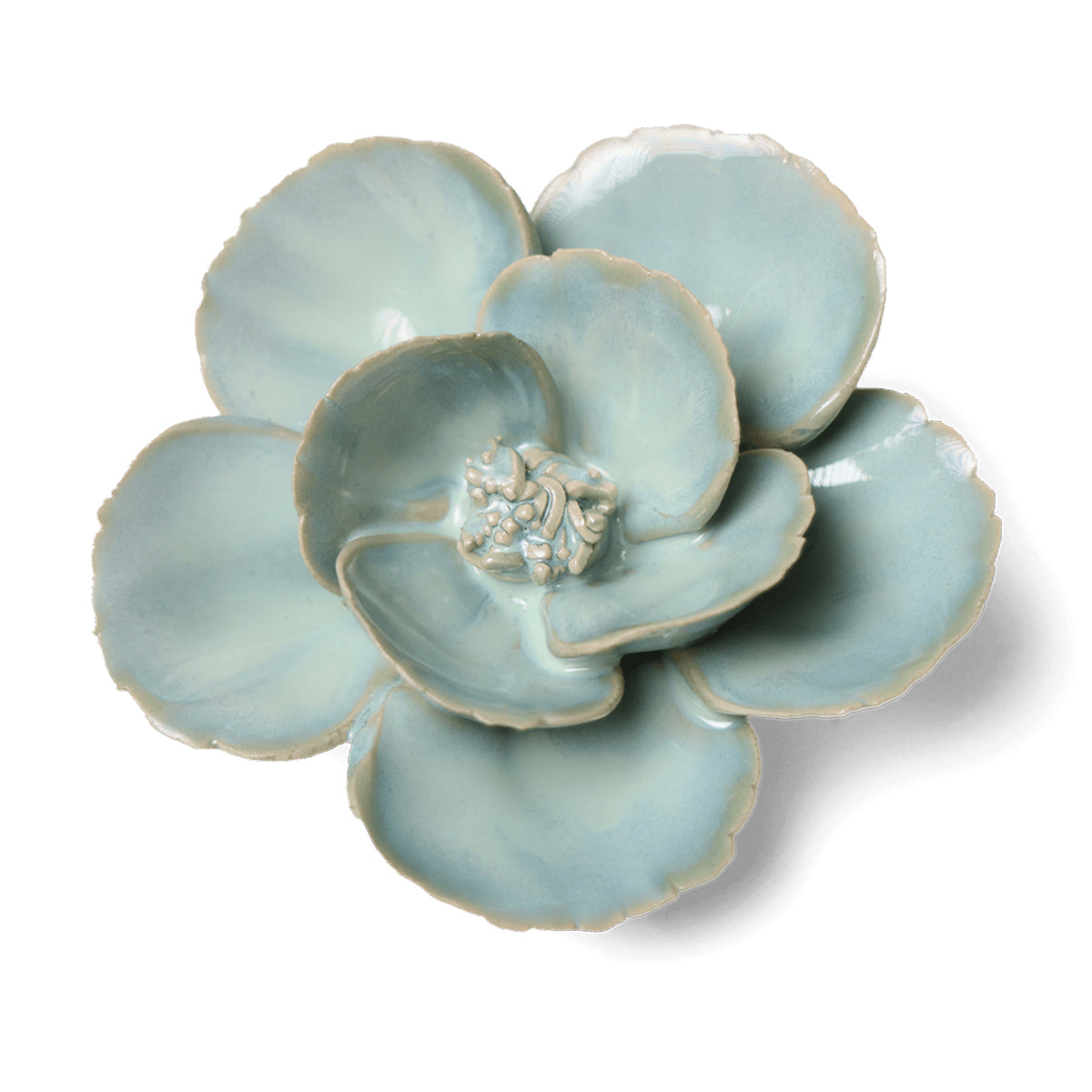 Teal Lotus ceramic flower