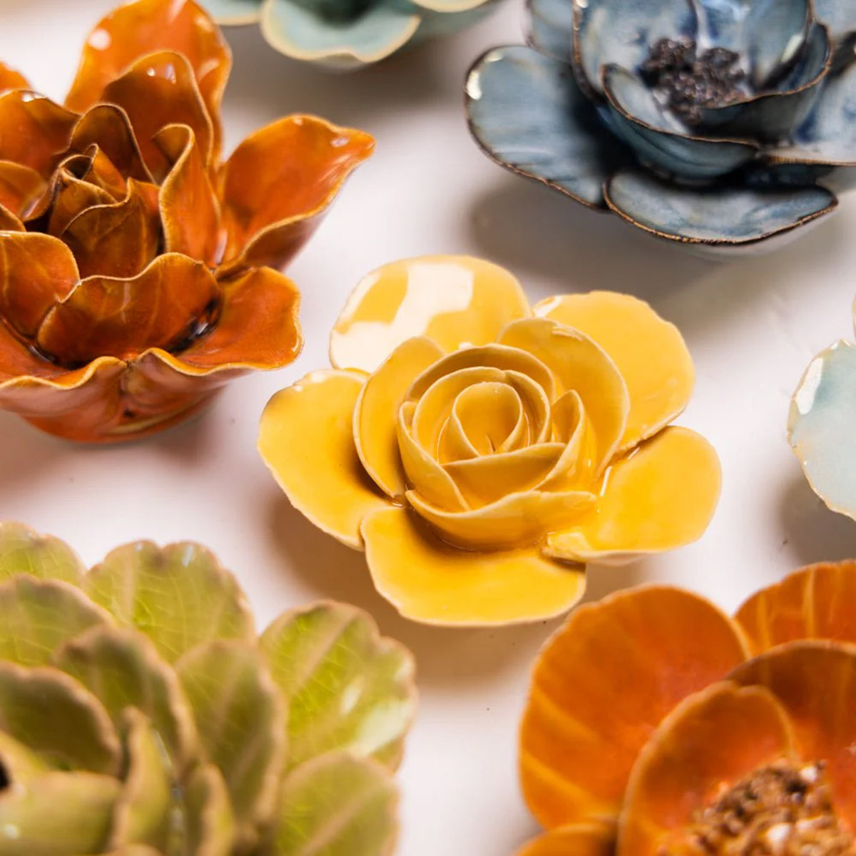 Yellow Ranunculus ceramic flower