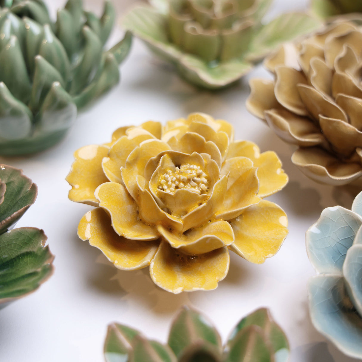 Yellow Rose ceramic flower