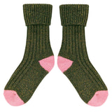 Recycled lambswool & silk blend socks (Green)