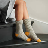Recycled lambswool & silk blend socks (Grey)