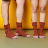 Recycled lambswool & silk blend socks (rust)