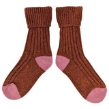 Recycled lambswool & silk blend socks (rust)