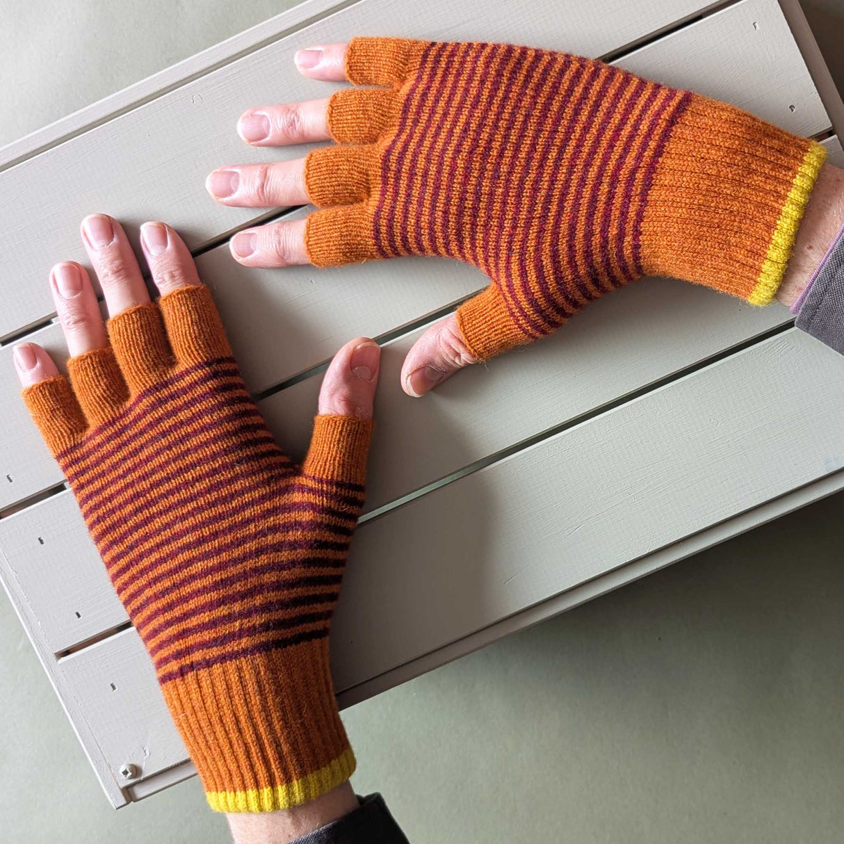 Lambswool fingerless gloves