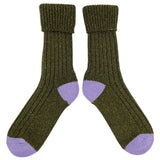 Recycled lambswool & silk blend socks (green)
