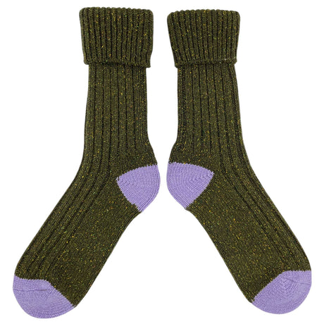 Recycled lambswool & silk blend socks (green)
