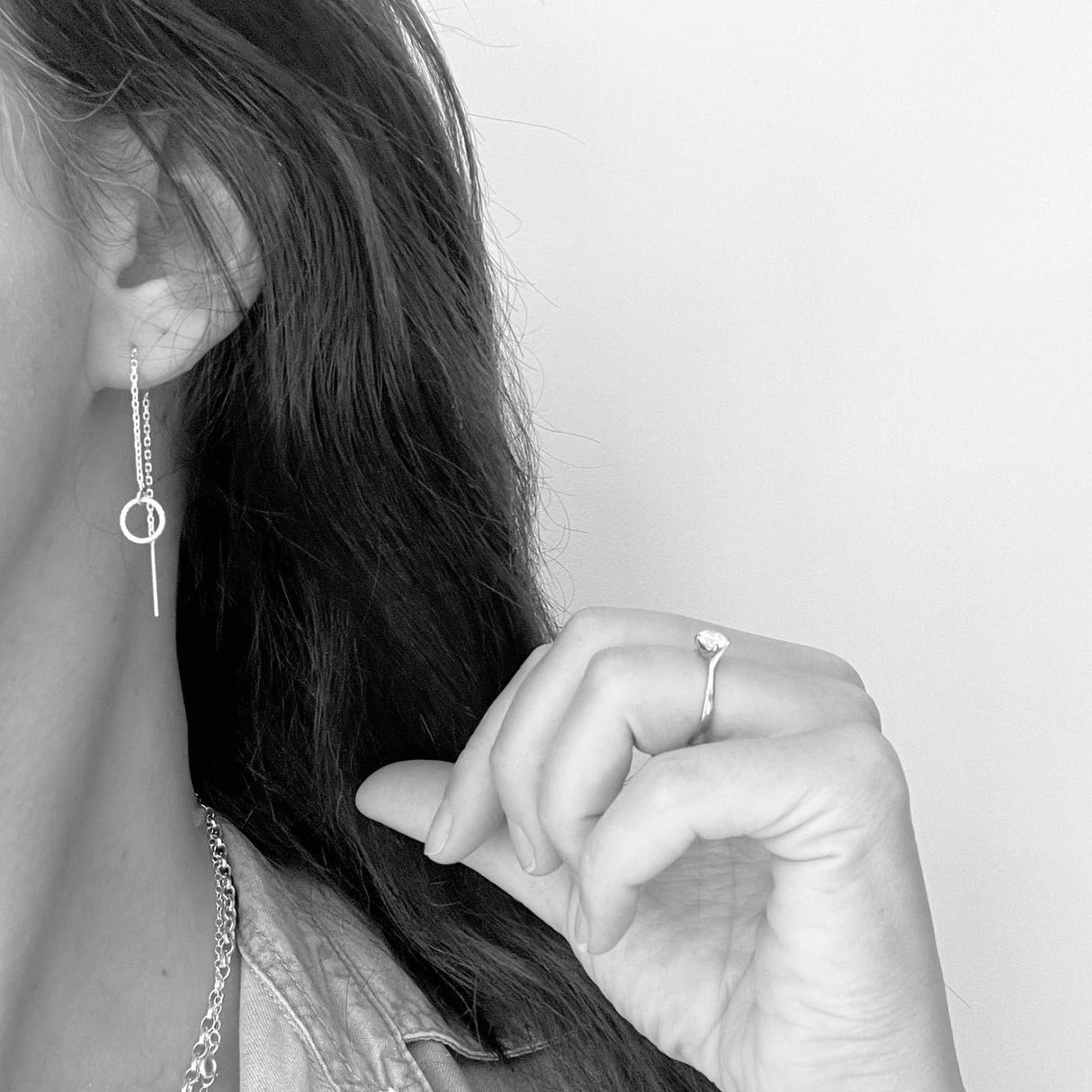 Circle chain threader earrings