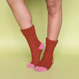 Recycled lambswool & silk blend socks (rust)