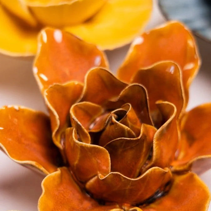 Orange Stargazer Lily ceramic flower